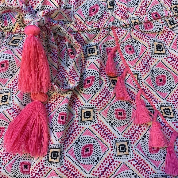 Pink Printed Tassel Shorts - Picture 3 of 5